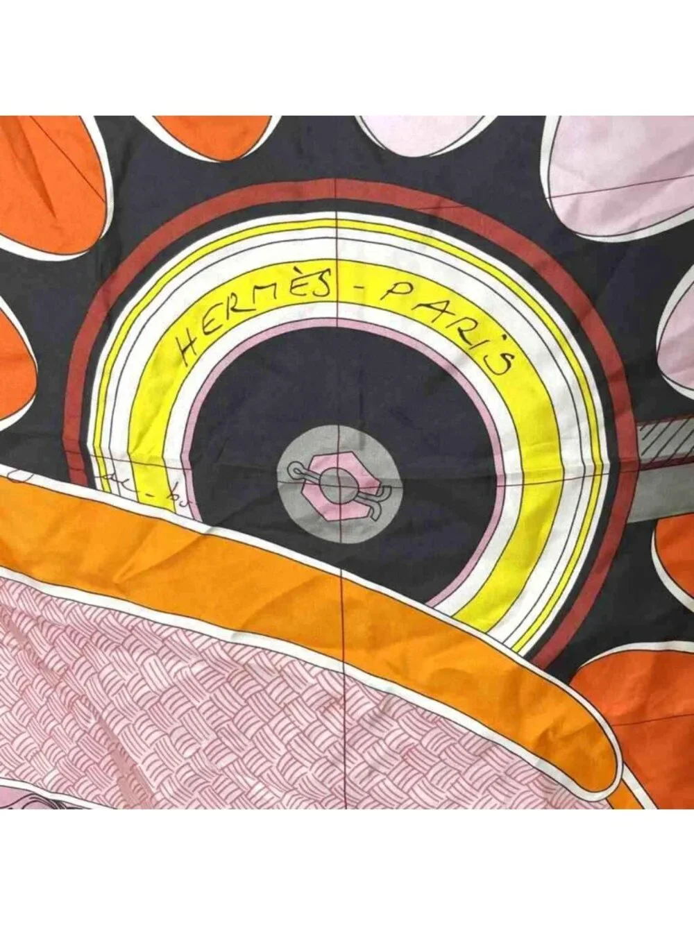 Hermes Petit Duc Project de Voiture 140 Scarf Shawl Large Silk Orange